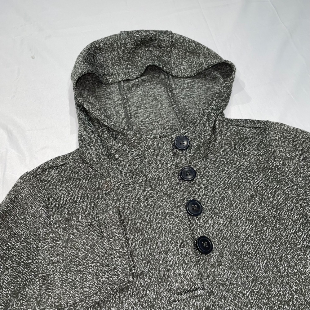 Columbia Womens Charcoal Gray Marl Sweater Knit Button Henley Hoodie Size M